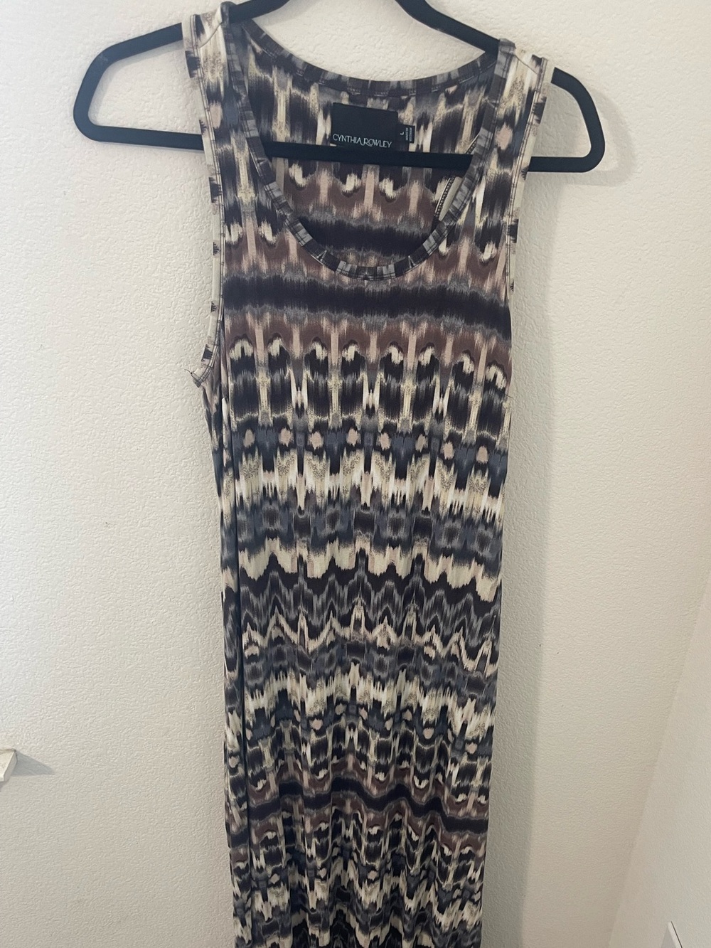 Cynthia Rowley Brown, Cream & Black Sleeveless Maxi Dress